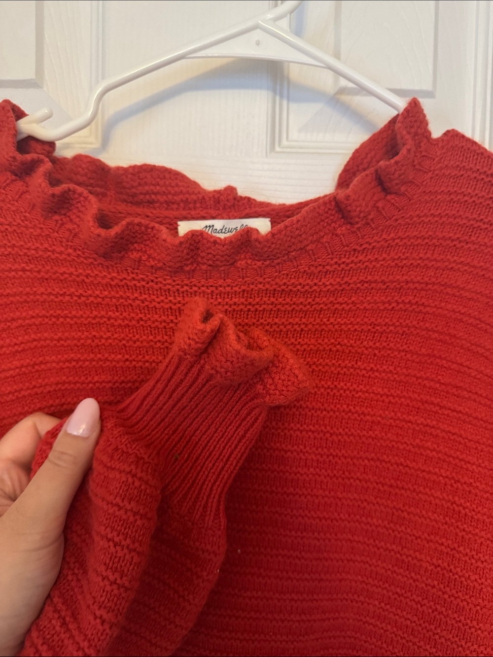 Madewell Red Ruffle-Neck Crew Sweater - Picture 4 of 4